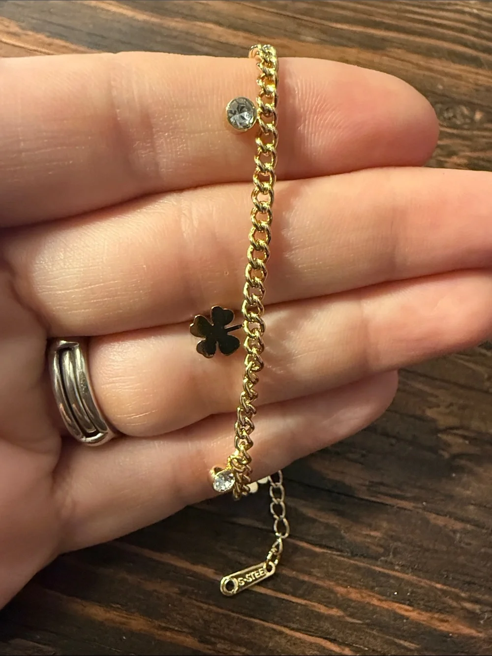 Gold Plated On Stainless Dainty Clover Charm Bracelet - Women Accessories